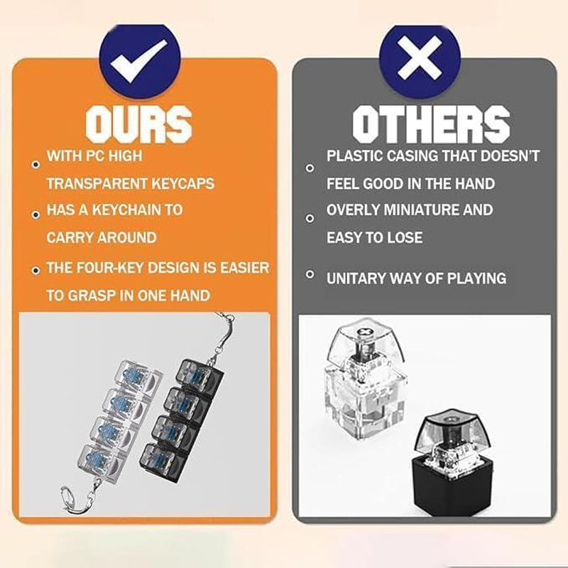 Keyboard Fidget Toy for Adults Fidget Keyboard Clicker Toys with LED Lights Keychain Stress Relief for Anxiety Decompression